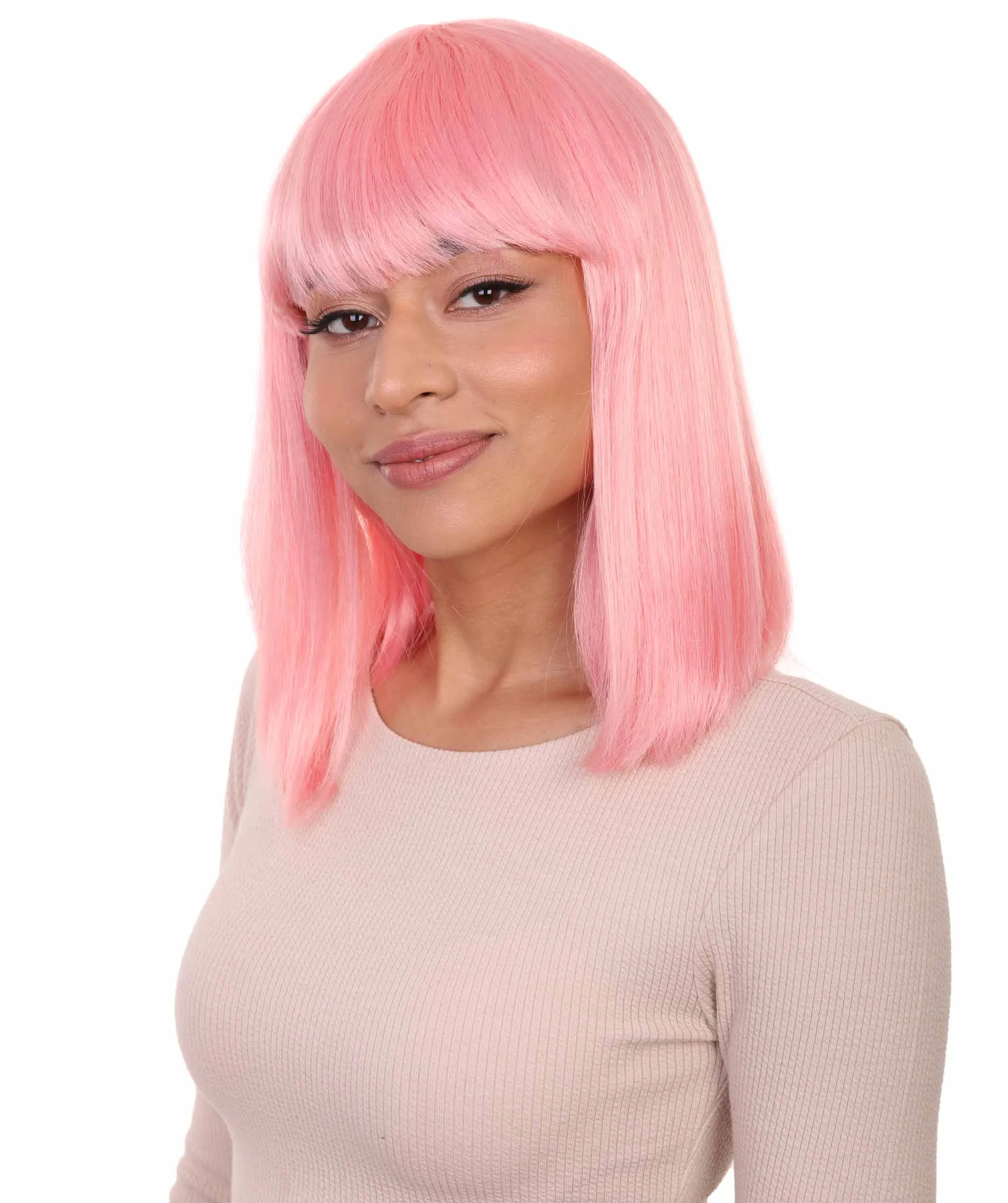 Womens Lt. Pink Bob Wig | Fancy Party Event Ready Halloween Wig | Premium Breathable Capless Cap