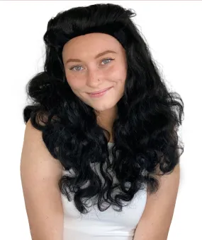 Womens Pin Up Babe Wig | Black Natural Looking Traditional Wig | Premium Breathable Capless Cap